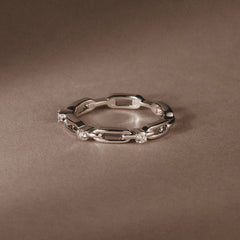 Bound Lab Diamond Link Ring 0.125ct Round Cut in Sterling Silver