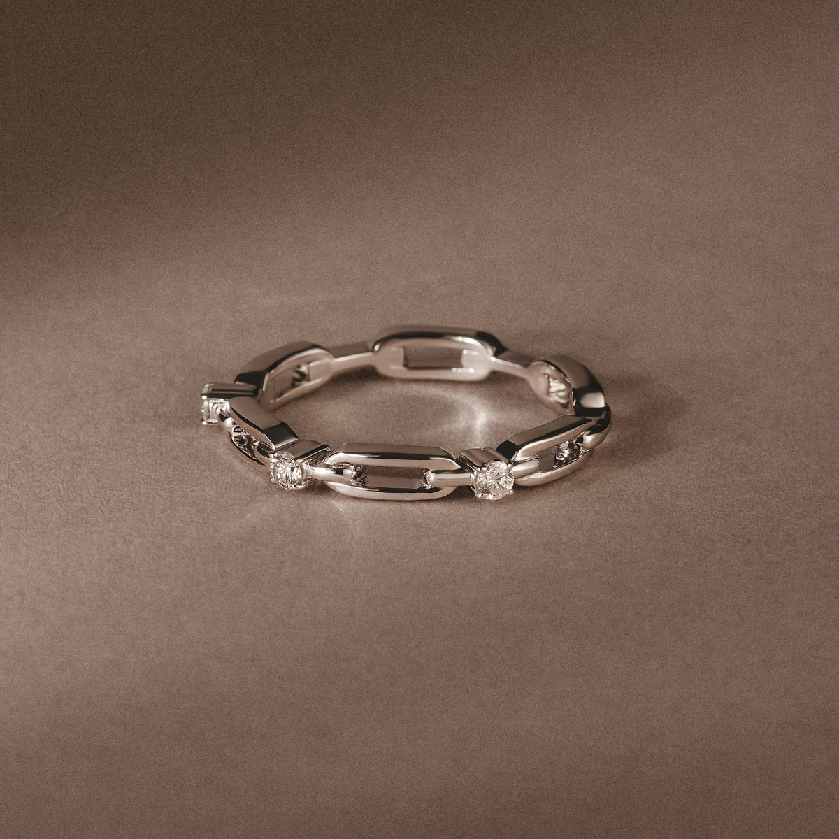 Bound Lab Diamond Link Ring 0.125ct Round Cut in Sterling Silver