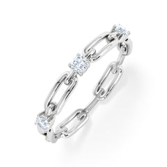 Bound Lab Diamond Link Ring 0.125ct Round Cut in Sterling Silver