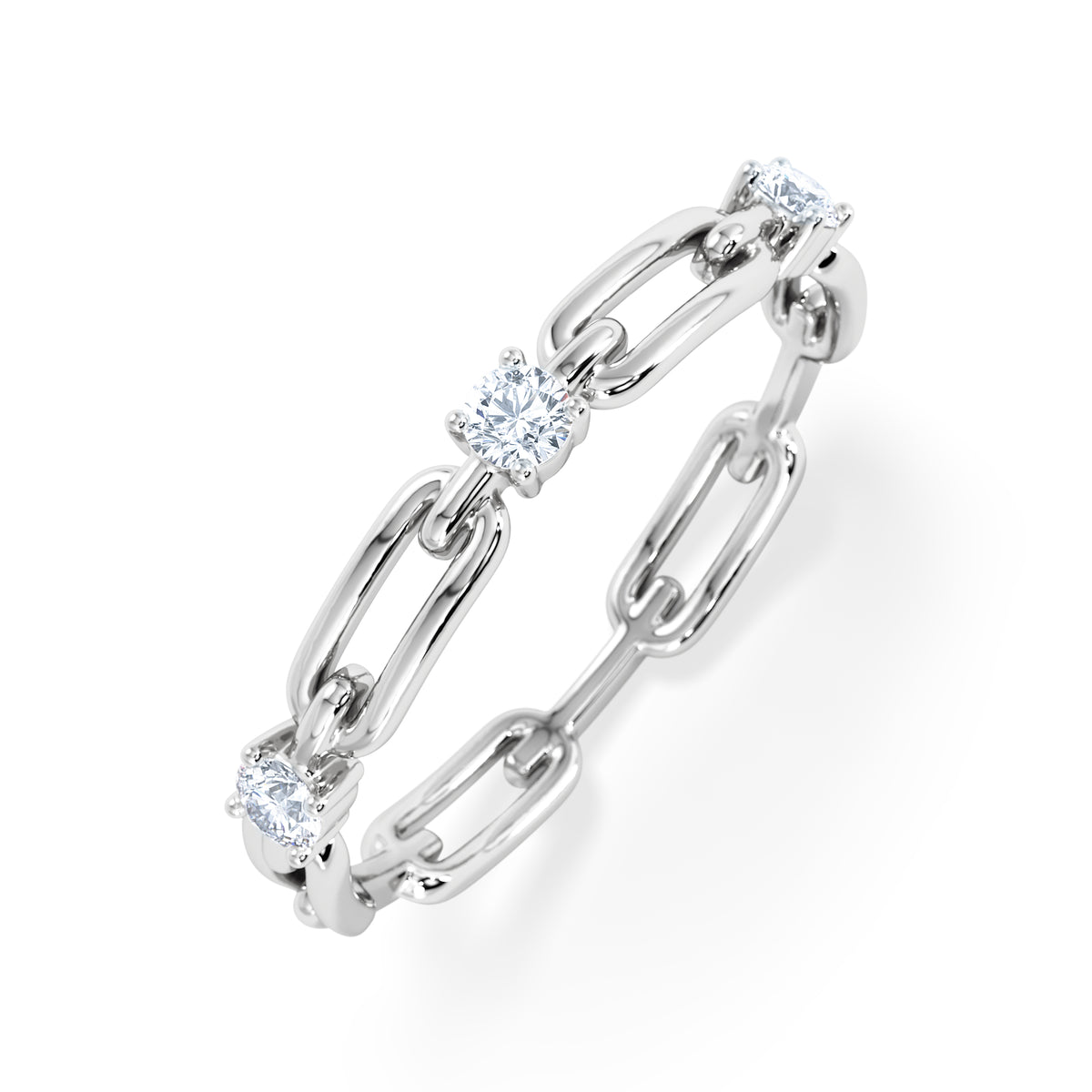 Bound Lab Diamond Link Ring 0.125ct Round Cut in Sterling Silver