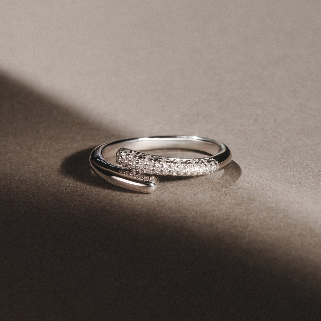 0.15ct Lab Diamond Pavé Wrap Ring in Sterling Silver
