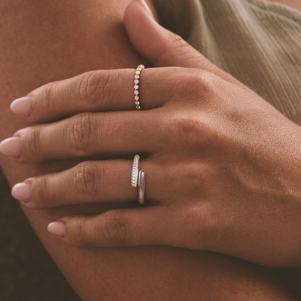 0.15ct Lab Diamond Pavé Wrap Ring in Sterling Silver