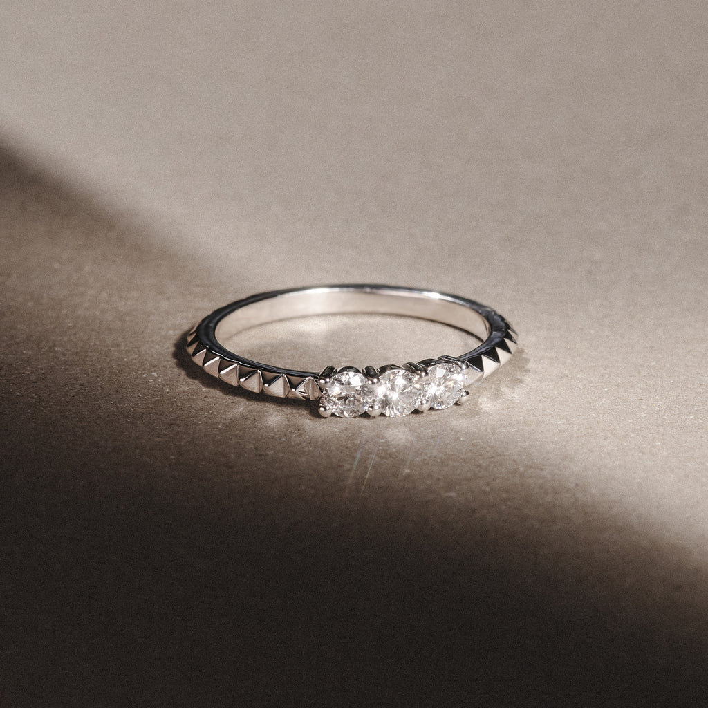 Era 0.33ct Round Cut Lab Diamond 3 Stone Ring in 925 Silver