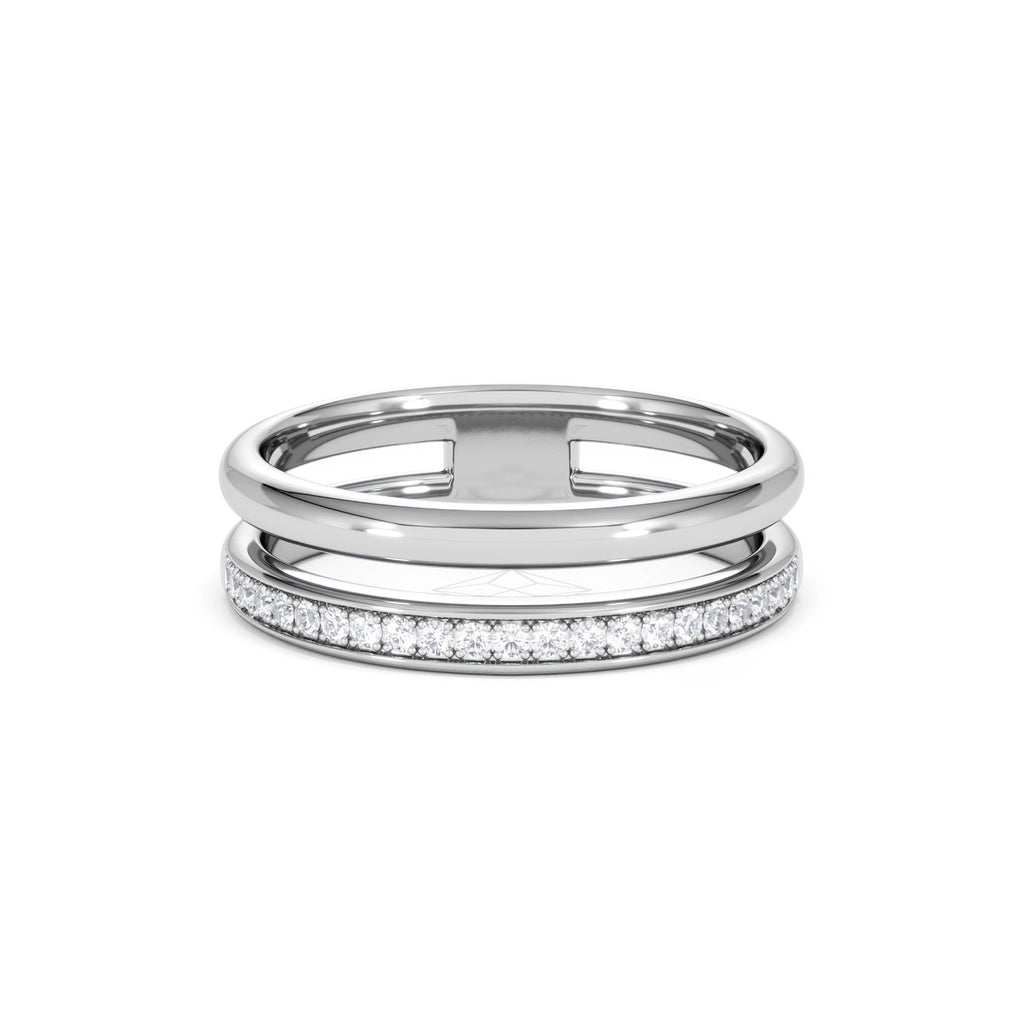 Duo Curve 0.10ct Lab Diamond Stacking Ring in Sterling Silver