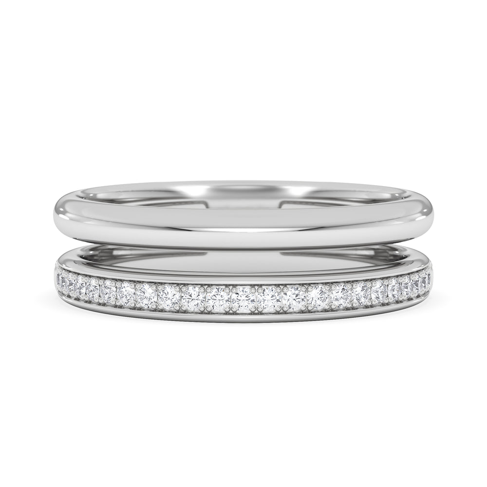 Duo 0.10ct Lab Diamond Stacking Ring in Sterling Silver