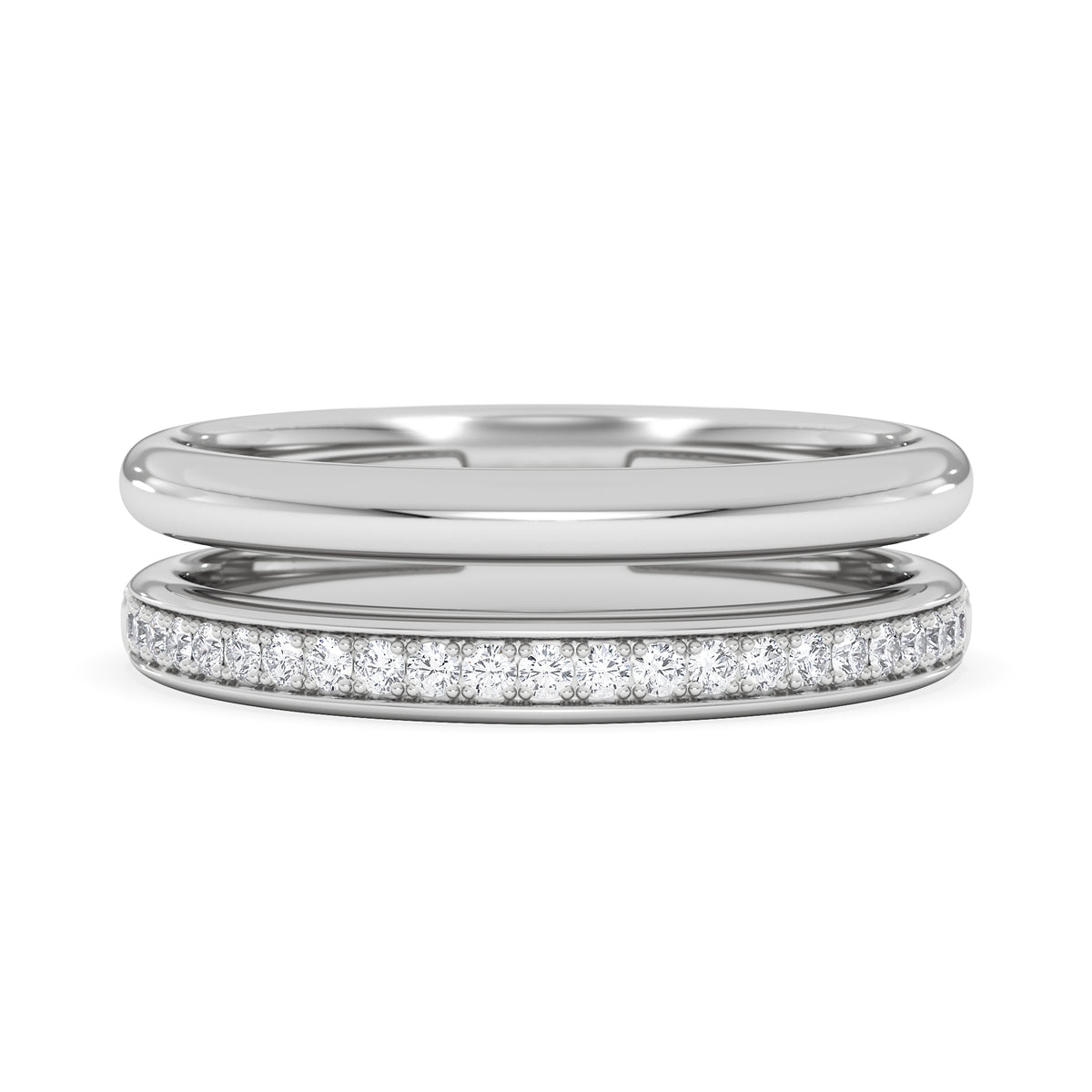 Duo 0.10ct Lab Diamond Stacking Ring in Sterling Silver