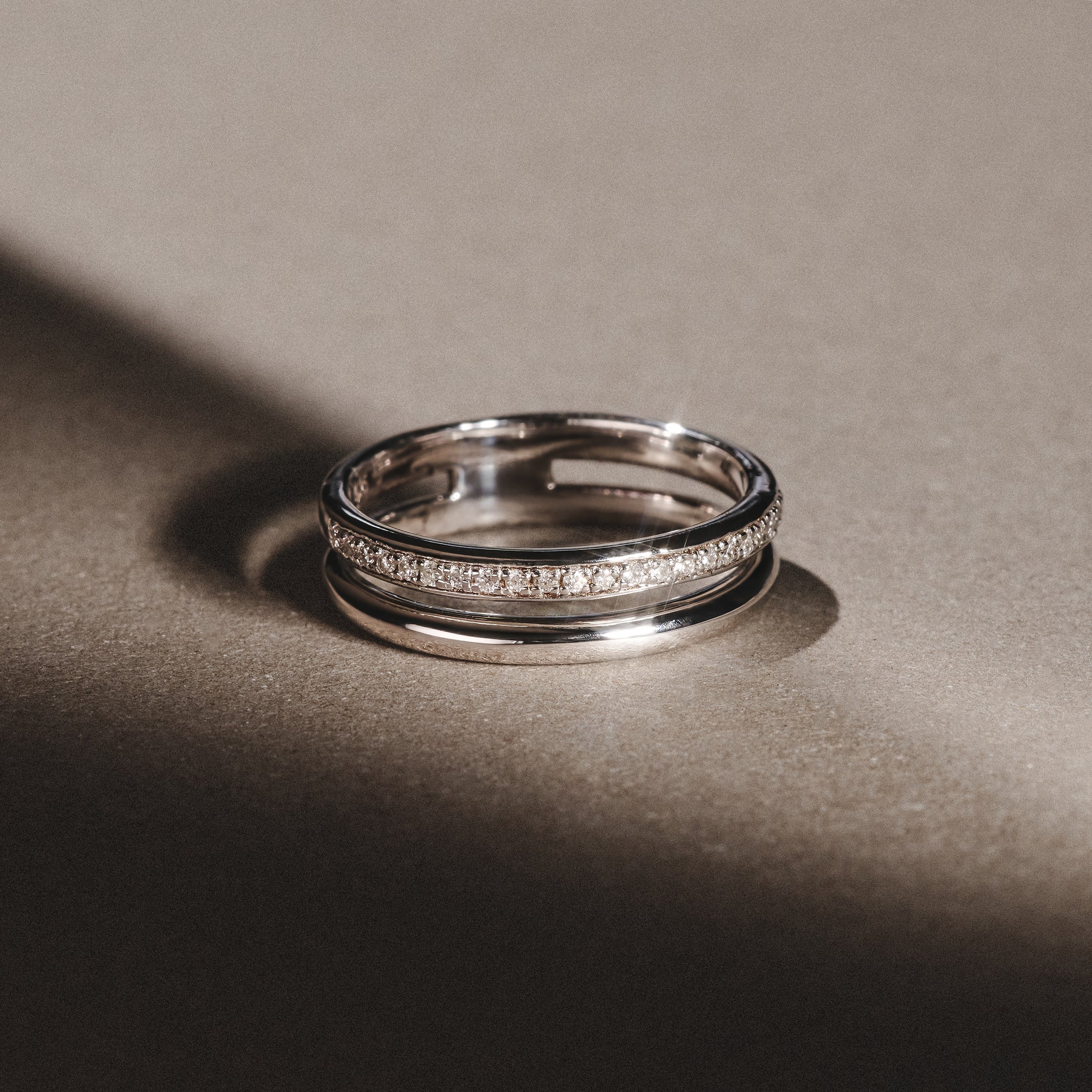 Duo 0.10ct Lab Diamond Stacking Ring in Sterling Silver
