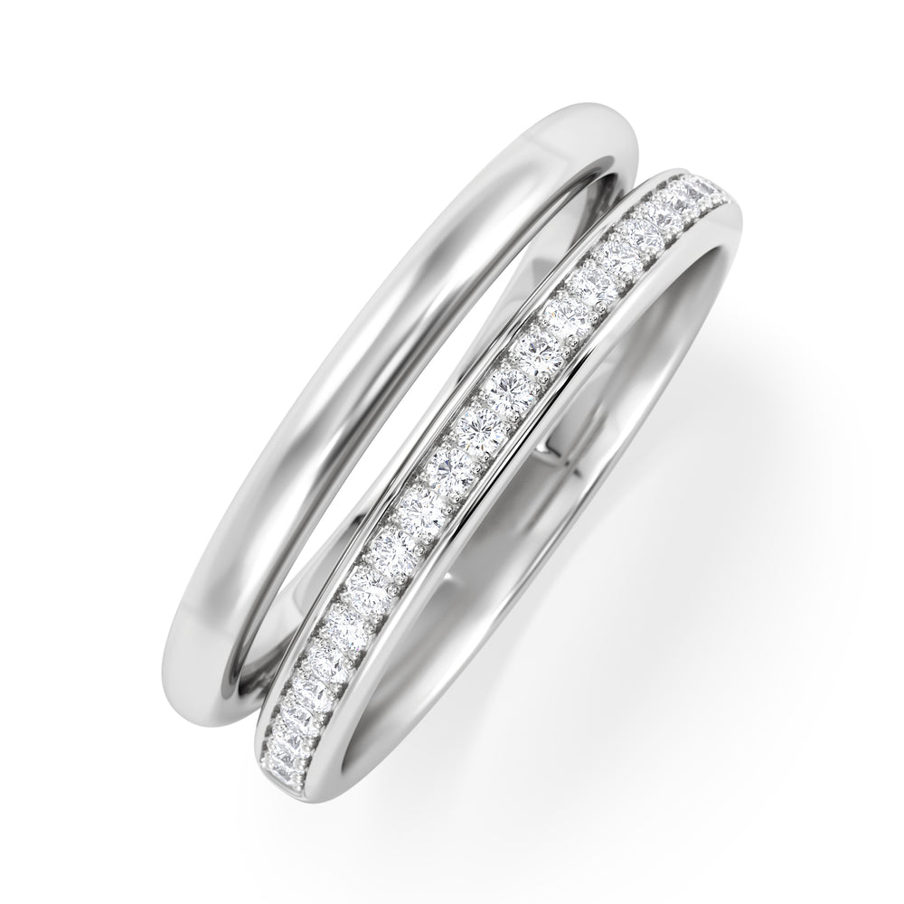 Duo 0.10ct Lab Diamond Stacking Ring in Sterling Silver