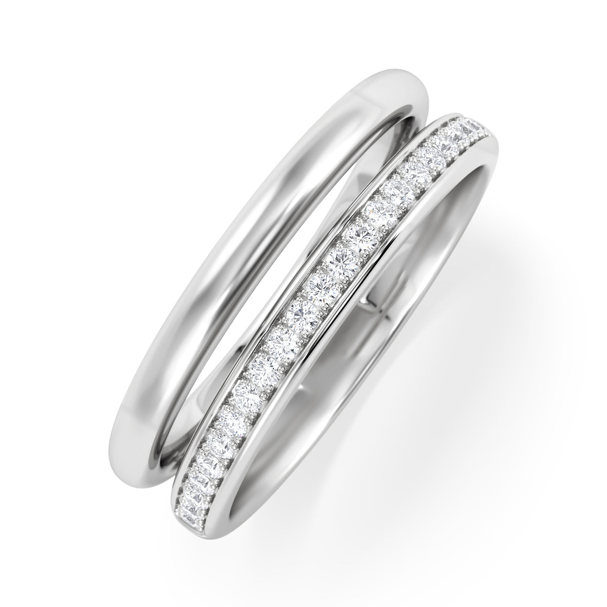 Duo 0.10ct Lab Diamond Stacking Ring in Sterling Silver