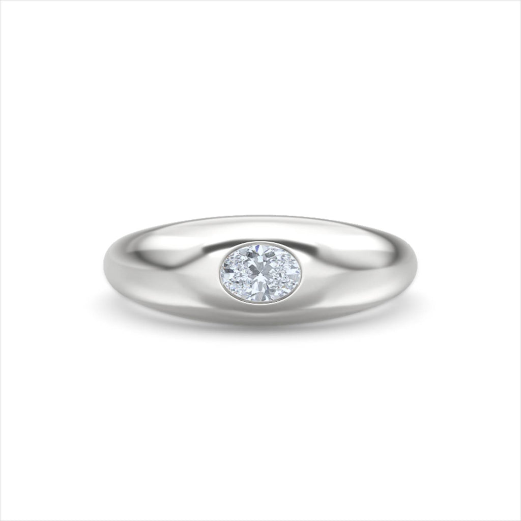 Apex 0.25ct Oval Cut Lab Diamond Signet Ring in Sterling Silver