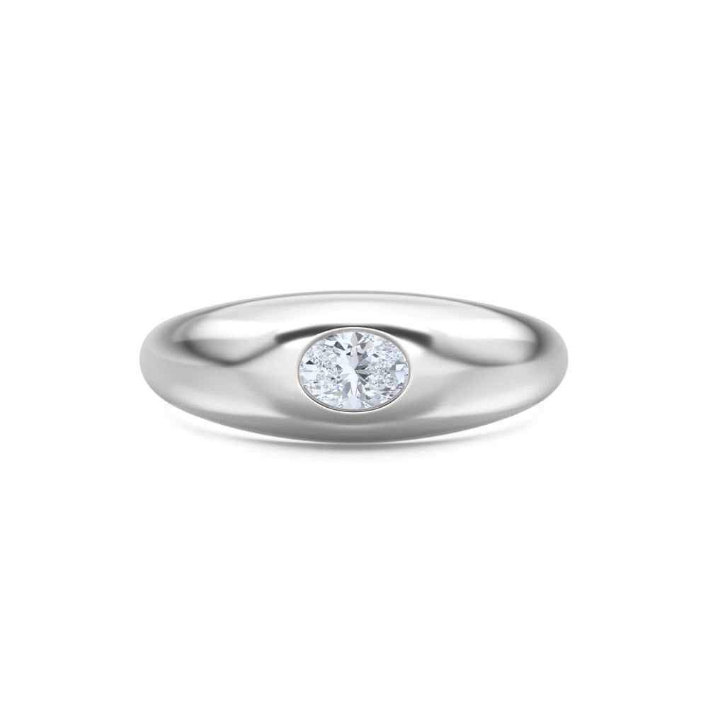 Apex 0.25ct Oval Cut Lab Diamond Signet Ring in Sterling Silver