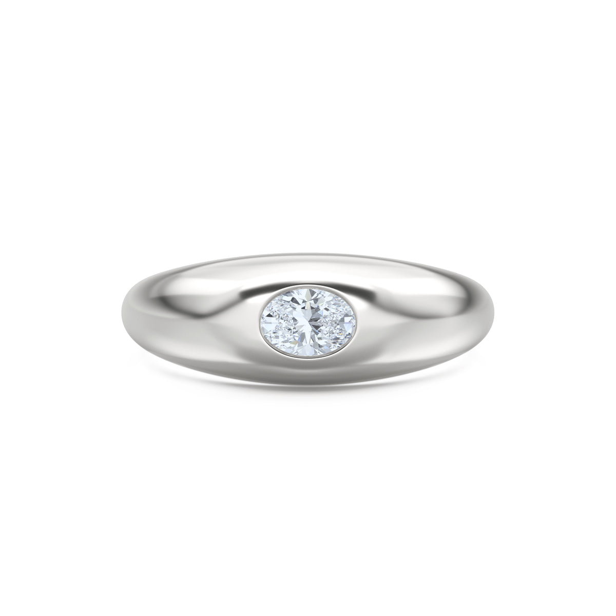 Apex 0.25ct Oval Cut Lab Diamond Signet Ring in Sterling Silver