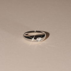 Apex 0.25ct Oval Cut Lab Diamond Signet Ring in Sterling Silver