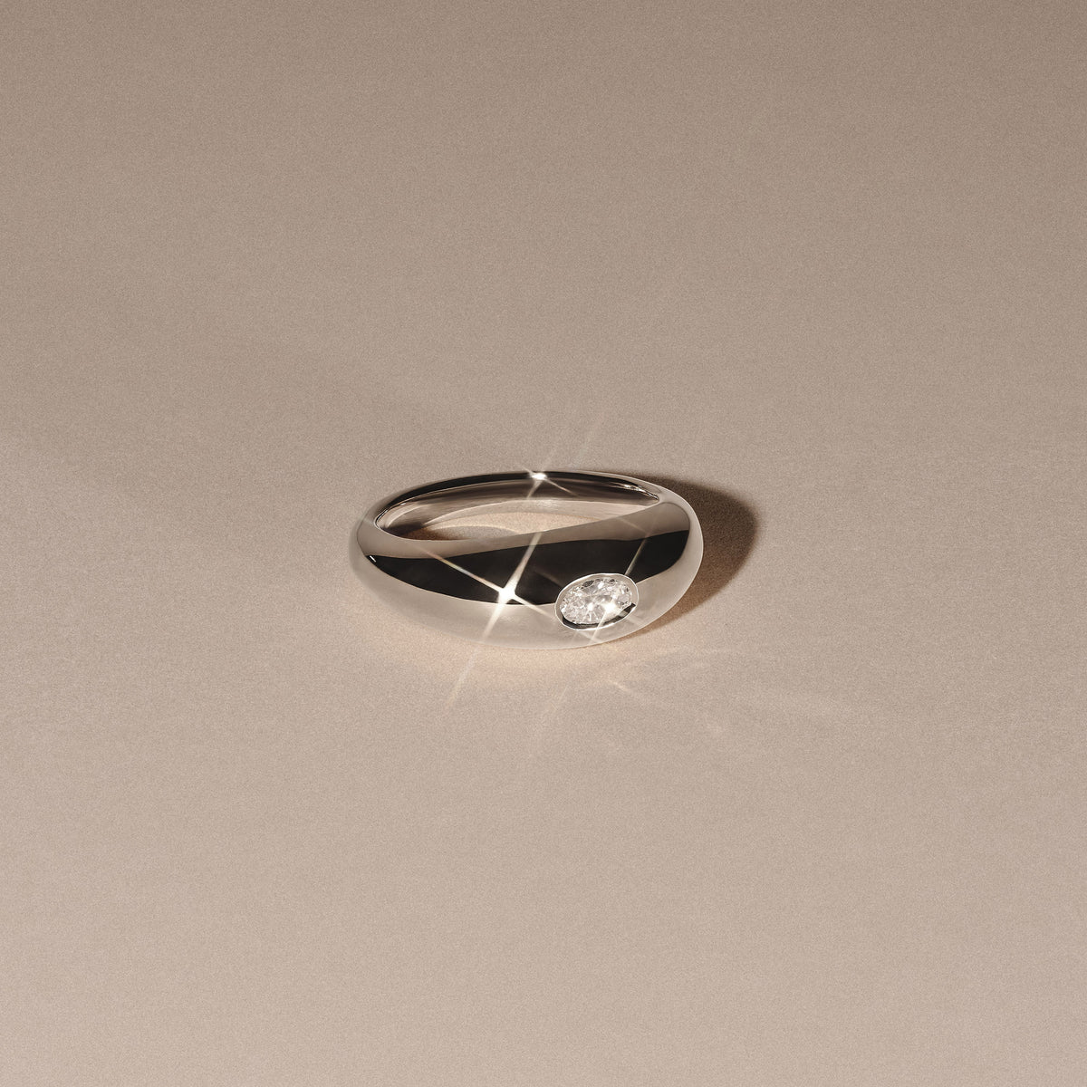 Apex 0.25ct Oval Cut Lab Diamond Signet Ring in Sterling Silver
