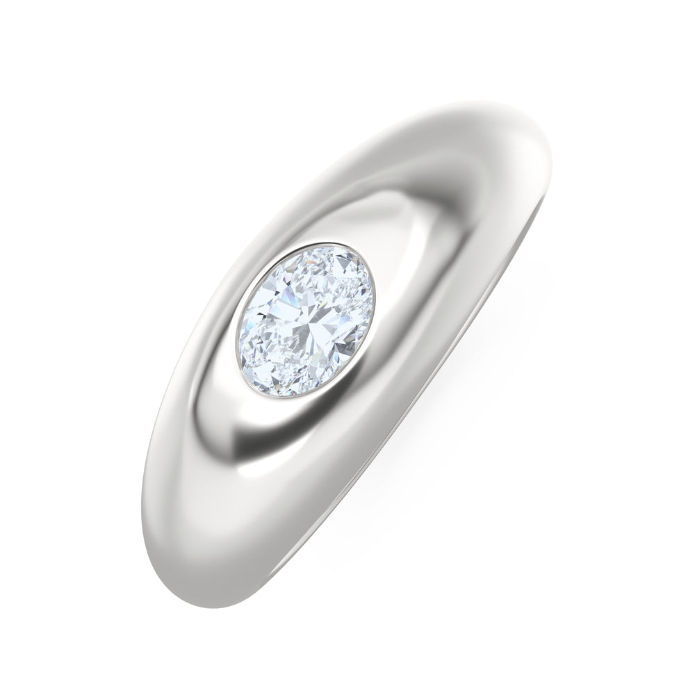 Apex 0.25ct Oval Cut Lab Diamond Signet Ring in Sterling Silver