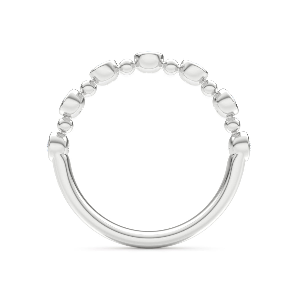 Beaded 0.21ct Round Cut Lab Diamond Half Eternity Ring in Sterling Silver