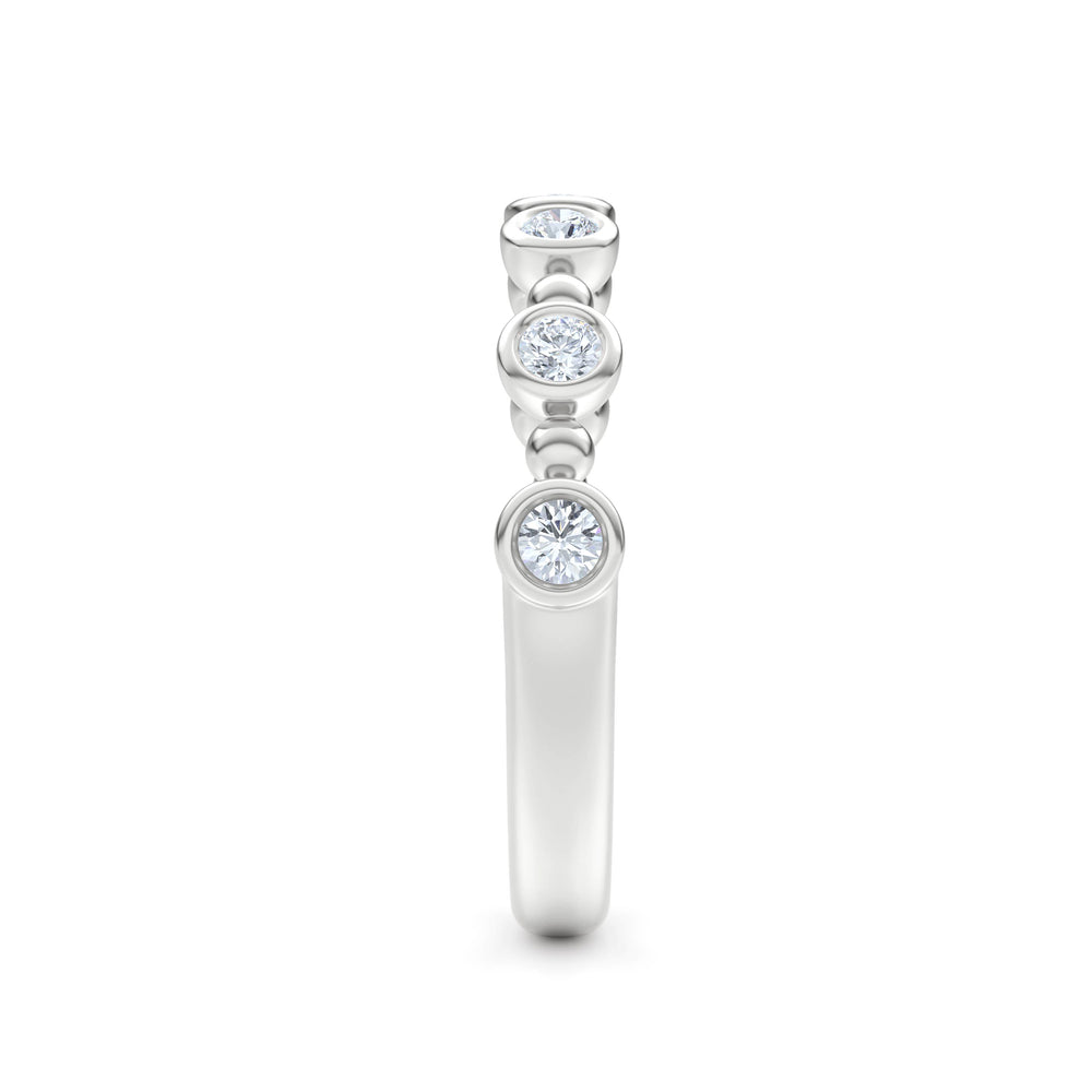 Beaded 0.21ct Round Cut Lab Diamond Half Eternity Ring in Sterling Silver