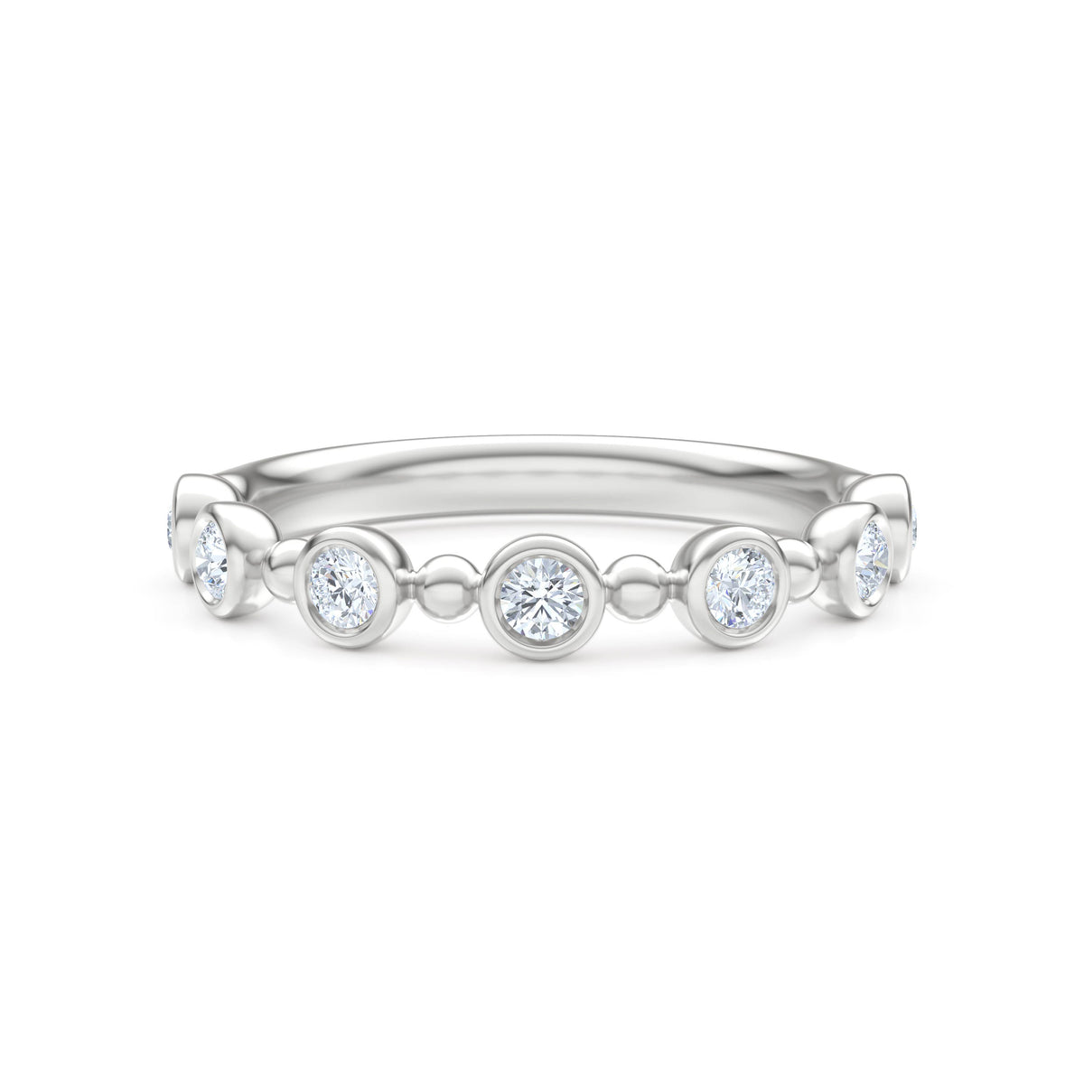 Beaded 0.21ct Round Cut Lab Diamond Half Eternity Ring in Sterling Silver