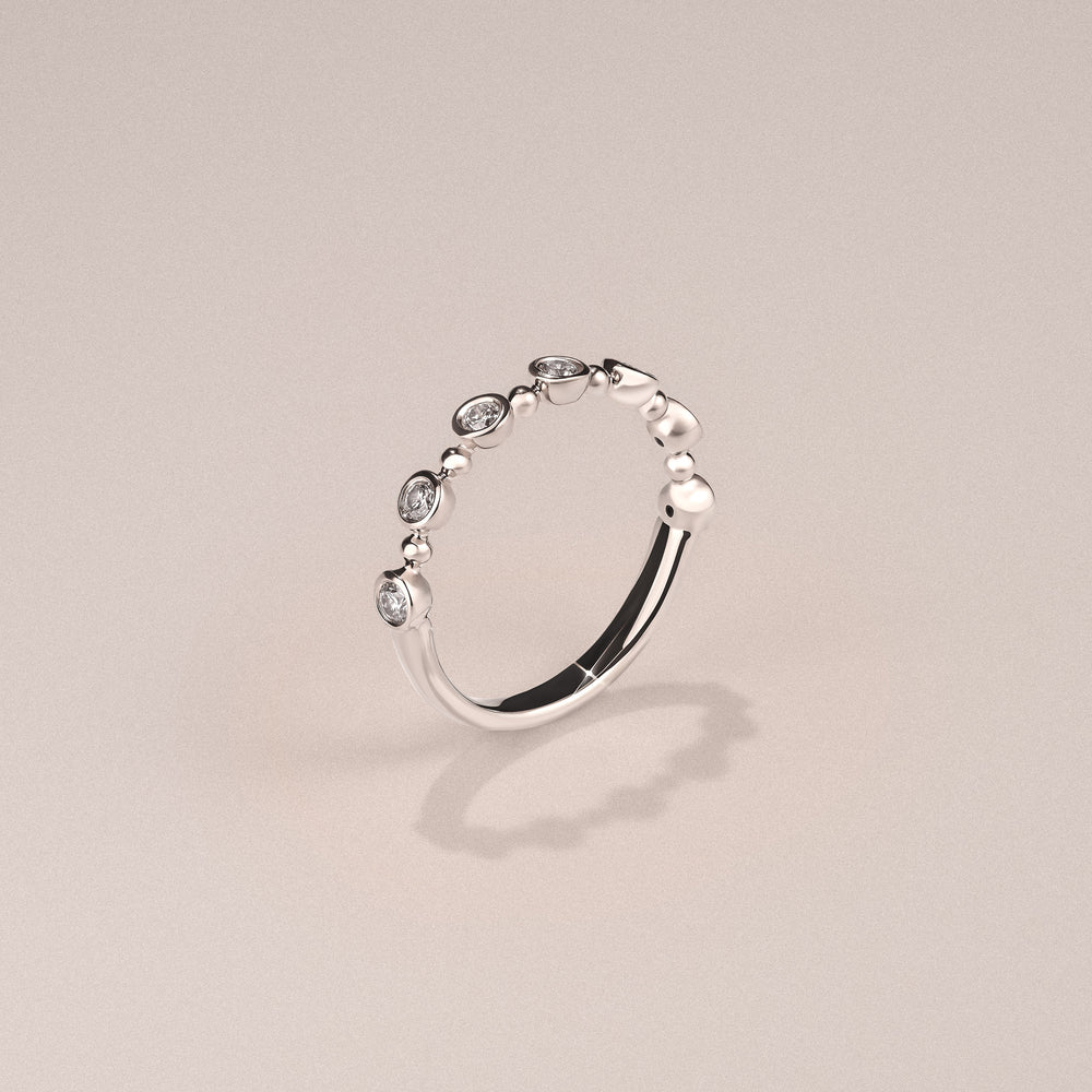 Beaded 0.21ct Round Cut Lab Diamond Half Eternity Ring in Sterling Silver