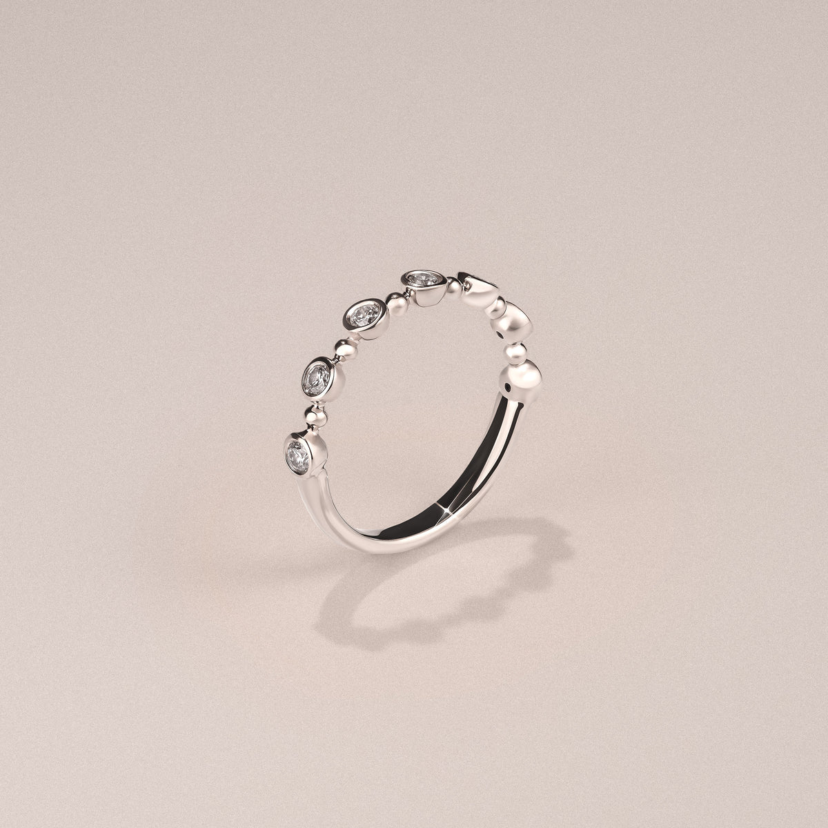 Beaded 0.21ct Round Cut Lab Diamond Half Eternity Ring in Sterling Silver