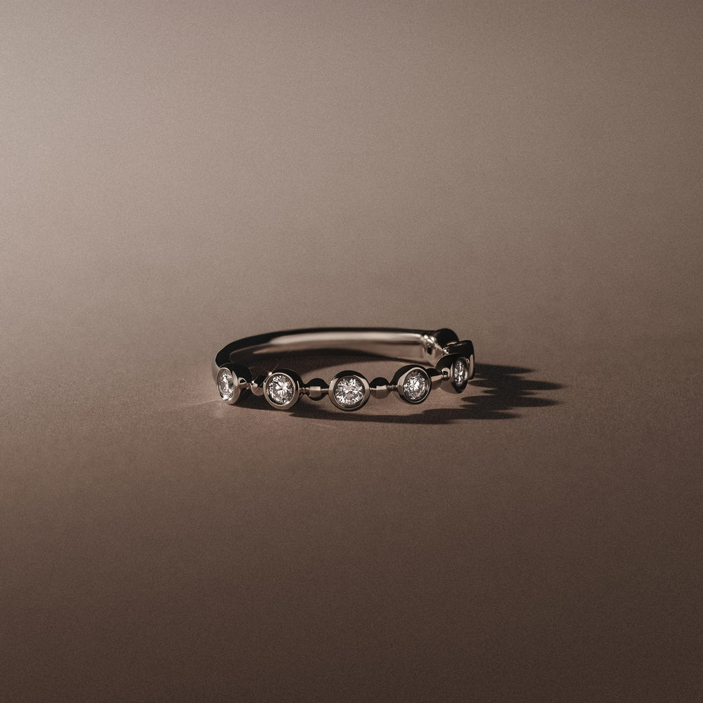 Beaded 0.21ct Round Cut Lab Diamond Half Eternity Ring in Sterling Silver