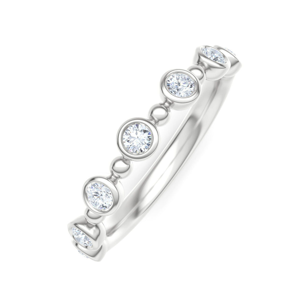 Beaded 0.21ct Round Cut Lab Diamond Half Eternity Ring in Sterling Silver