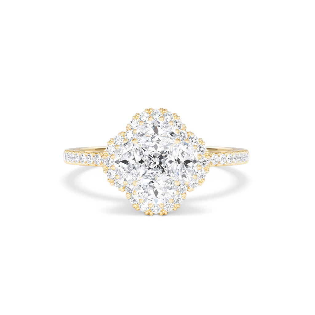 Alegria 1.00ct Lab Diamond Halo Ring in 9K Yellow Gold