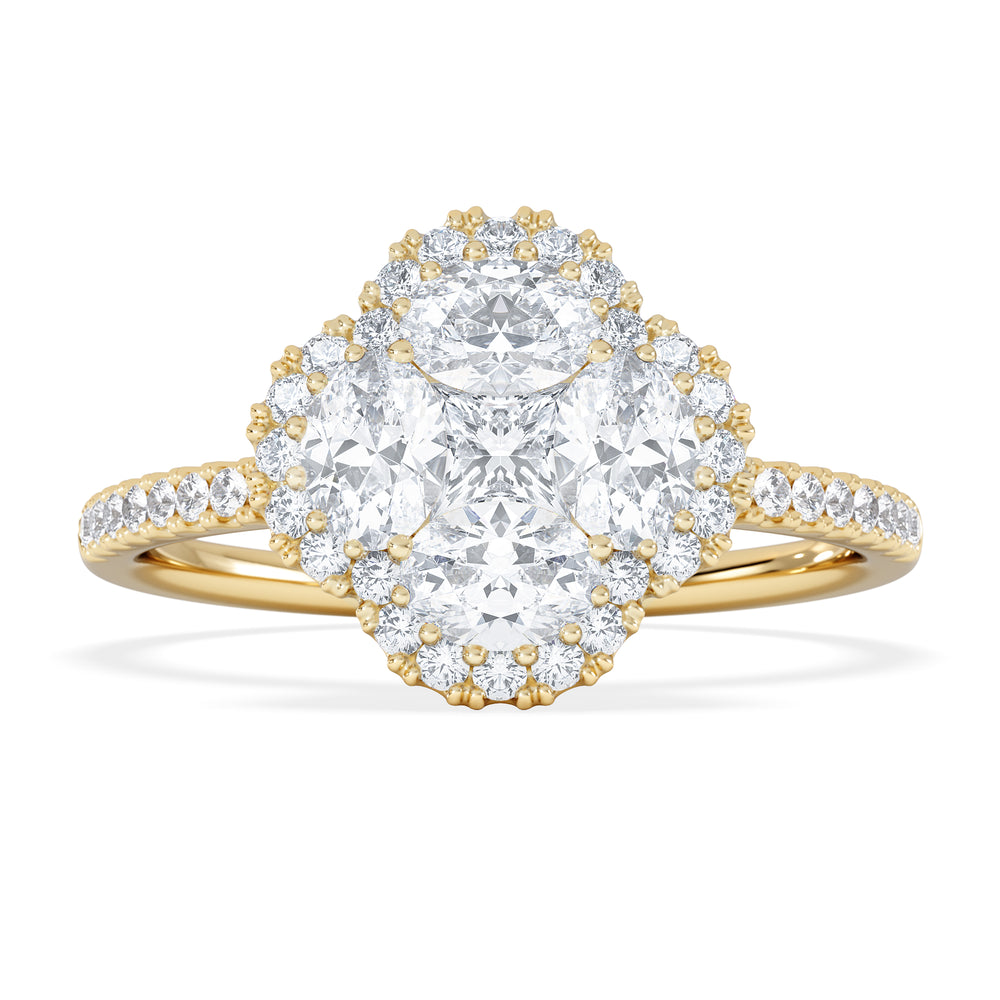 Alegria 1.00ct Lab Diamond Halo Ring in 9K Yellow Gold