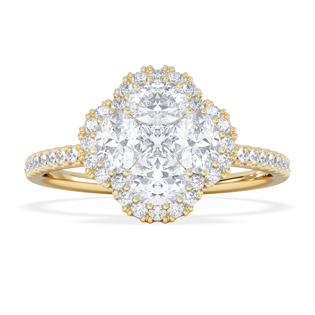 Alegria 1.00ct Lab Diamond Halo Ring in 9K Yellow Gold