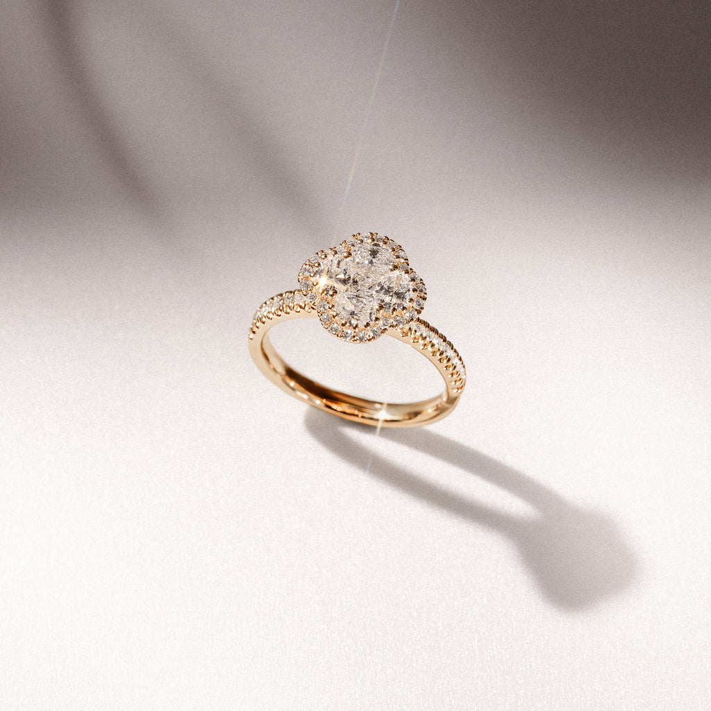 Alegria 1.00ct Lab Diamond Halo Ring in 9K Yellow Gold