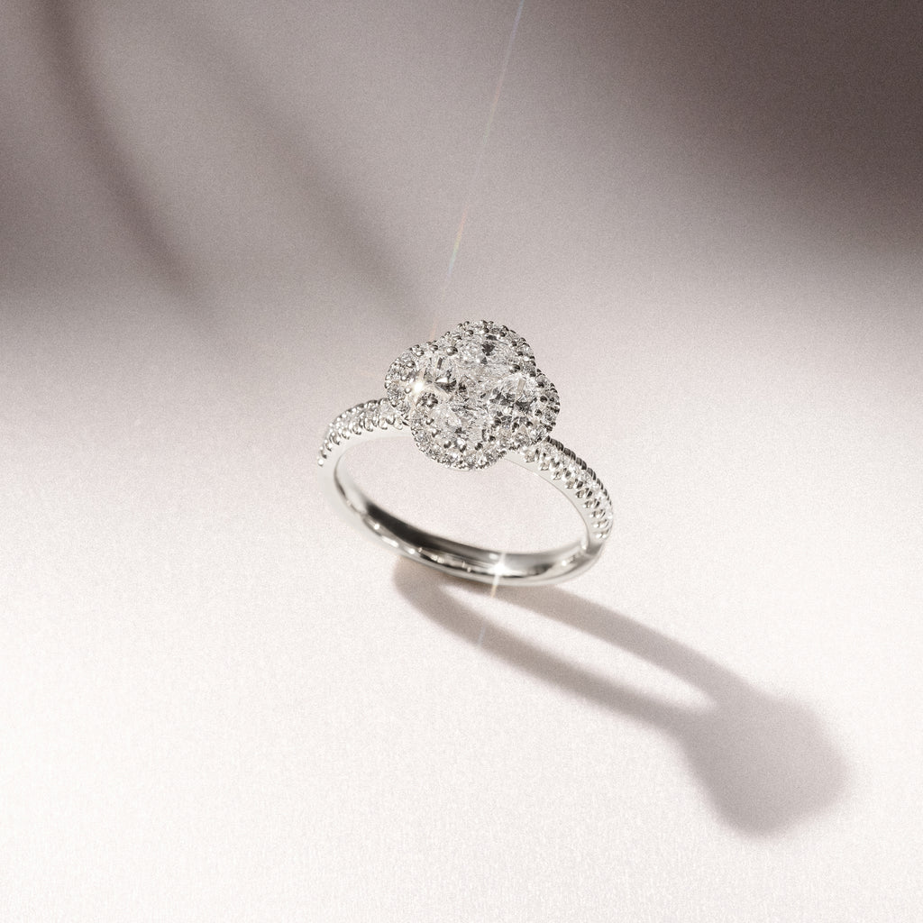 Alegria 1.00ct Lab Diamond Halo Ring in 9K White Gold
