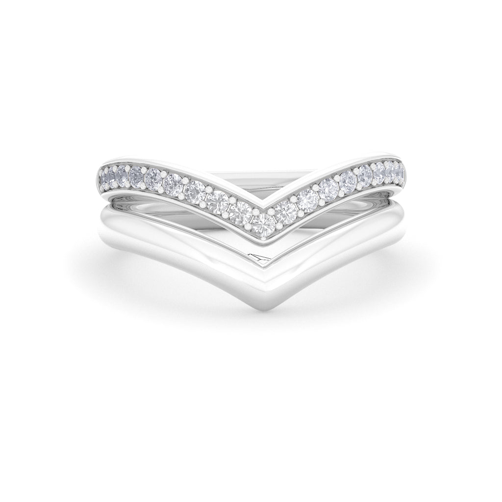 Dual 0.27ct Lab Diamond Stacking Wishbone Ring in Sterling Silver