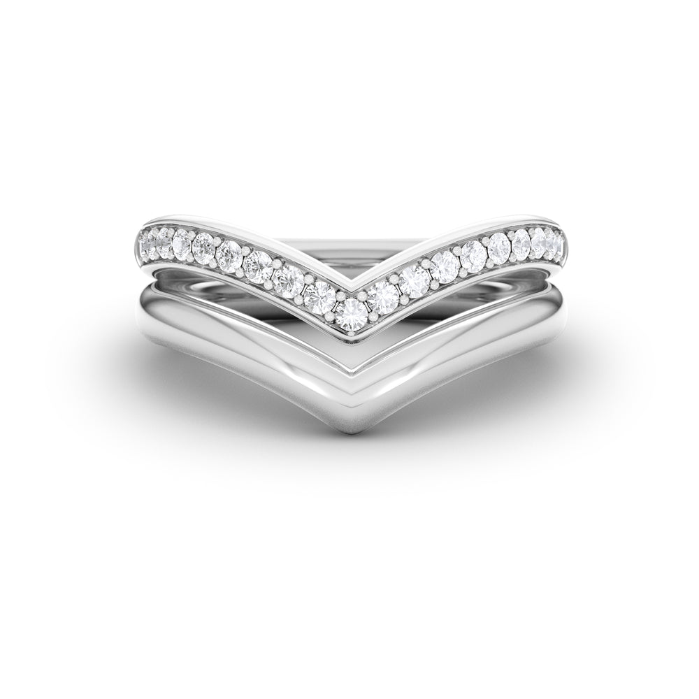 Dual 0.27ct Lab Diamond Stacking Wishbone Ring in Sterling Silver