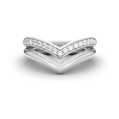Dual 0.27ct Lab Diamond Stacking Wishbone Ring in Sterling Silver