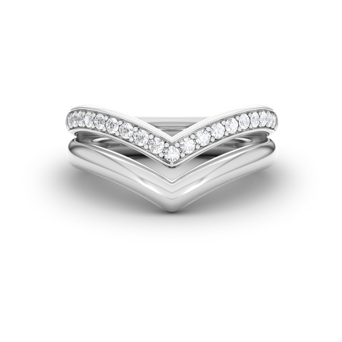 Dual 0.27ct Lab Diamond Stacking Wishbone Ring in Sterling Silver