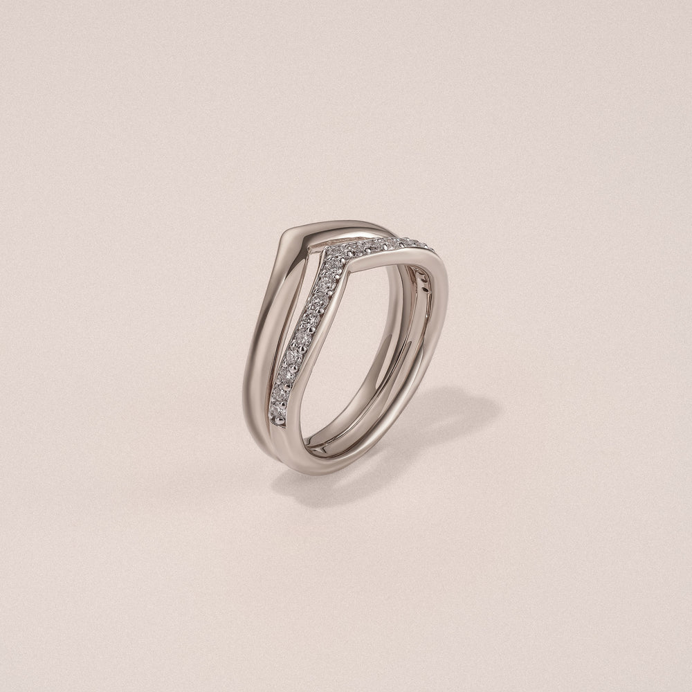 Dual 0.27ct Lab Diamond Stacking Wishbone Ring in Sterling Silver