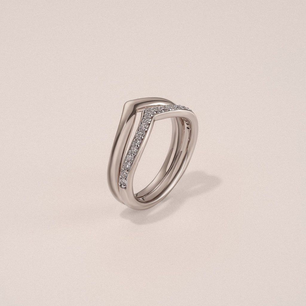 Dual 0.27ct Lab Diamond Stacking Wishbone Ring in Sterling Silver