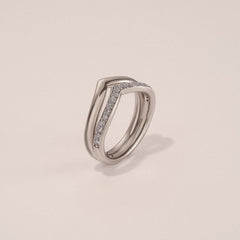 Dual 0.27ct Lab Diamond Stacking Wishbone Ring in Sterling Silver