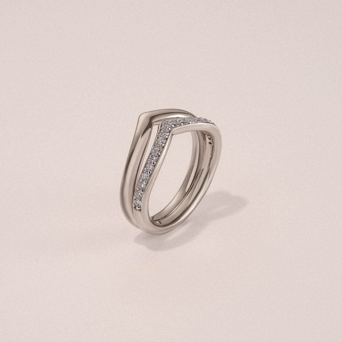 Dual 0.27ct Lab Diamond Stacking Wishbone Ring in Sterling Silver