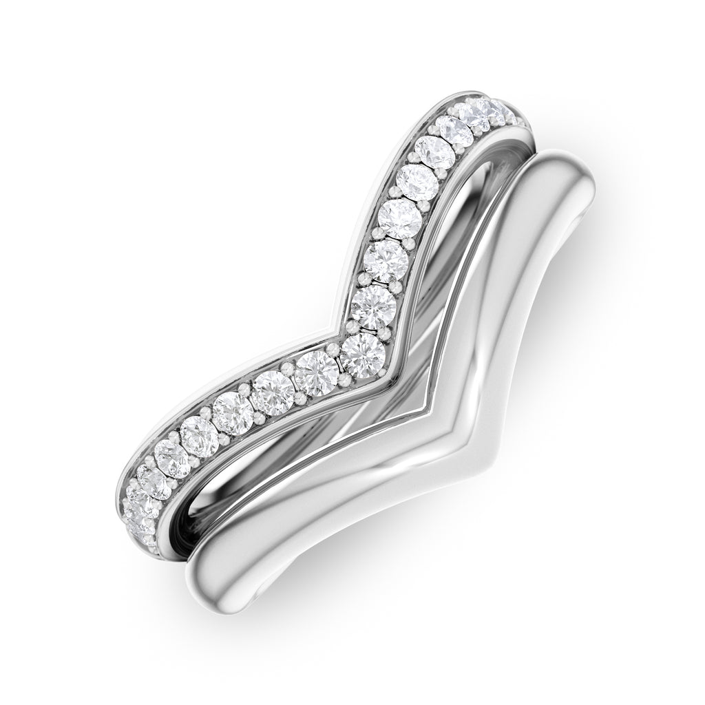 Dual 0.27ct Lab Diamond Stacking Wishbone Ring in Sterling Silver