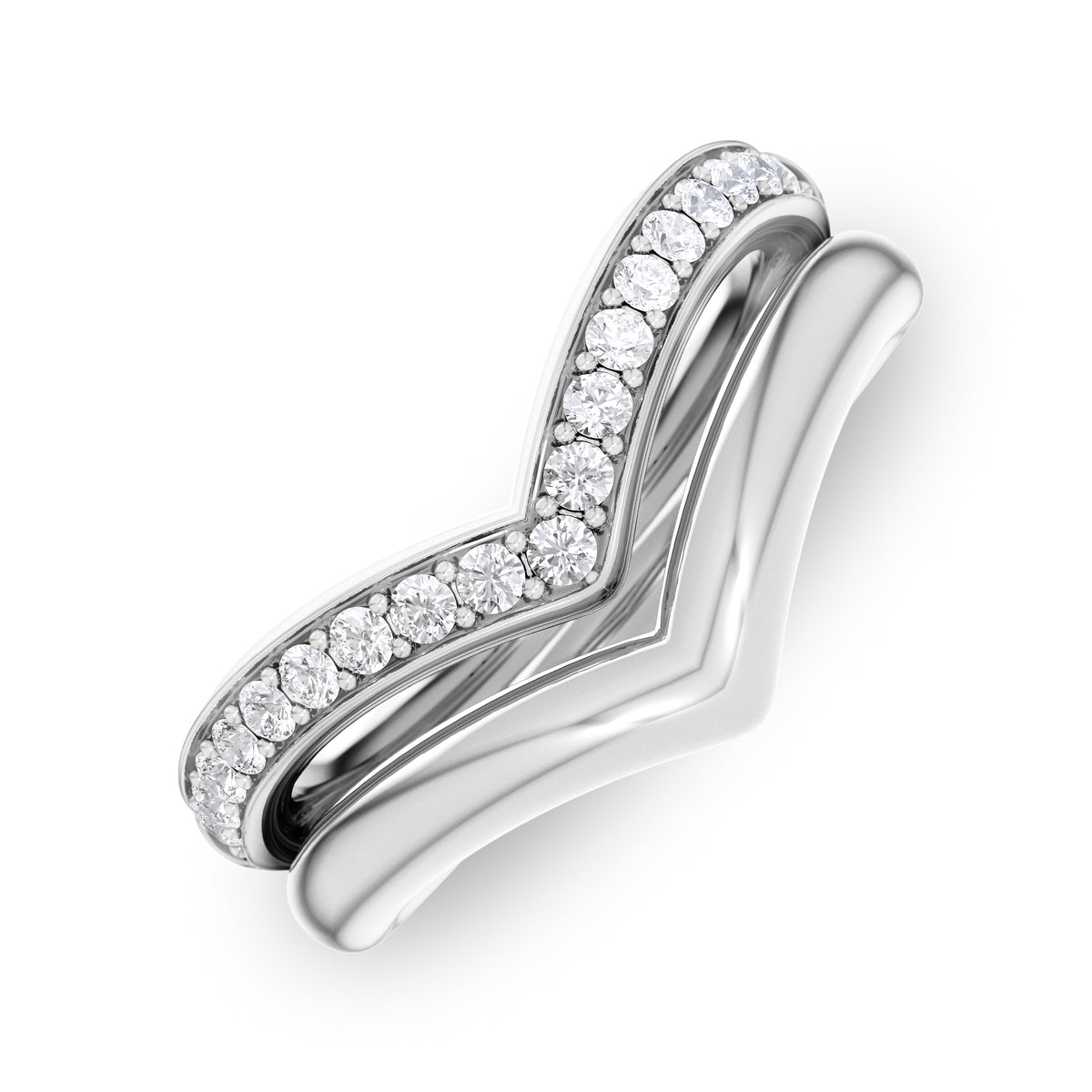 Dual 0.27ct Lab Diamond Stacking Wishbone Ring in Sterling Silver
