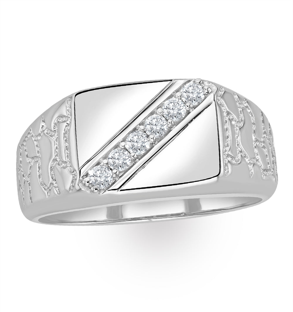 Mens Lab Diamond Signet Ring 0.25ct H/Si in Sterling Silver