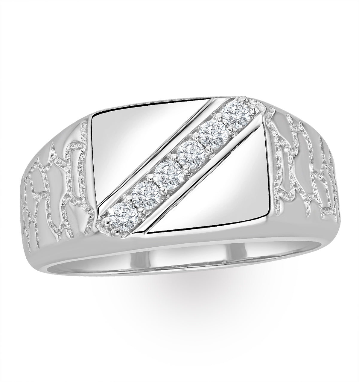 Mens Lab Diamond Signet Ring 0.25ct H/Si in Sterling Silver