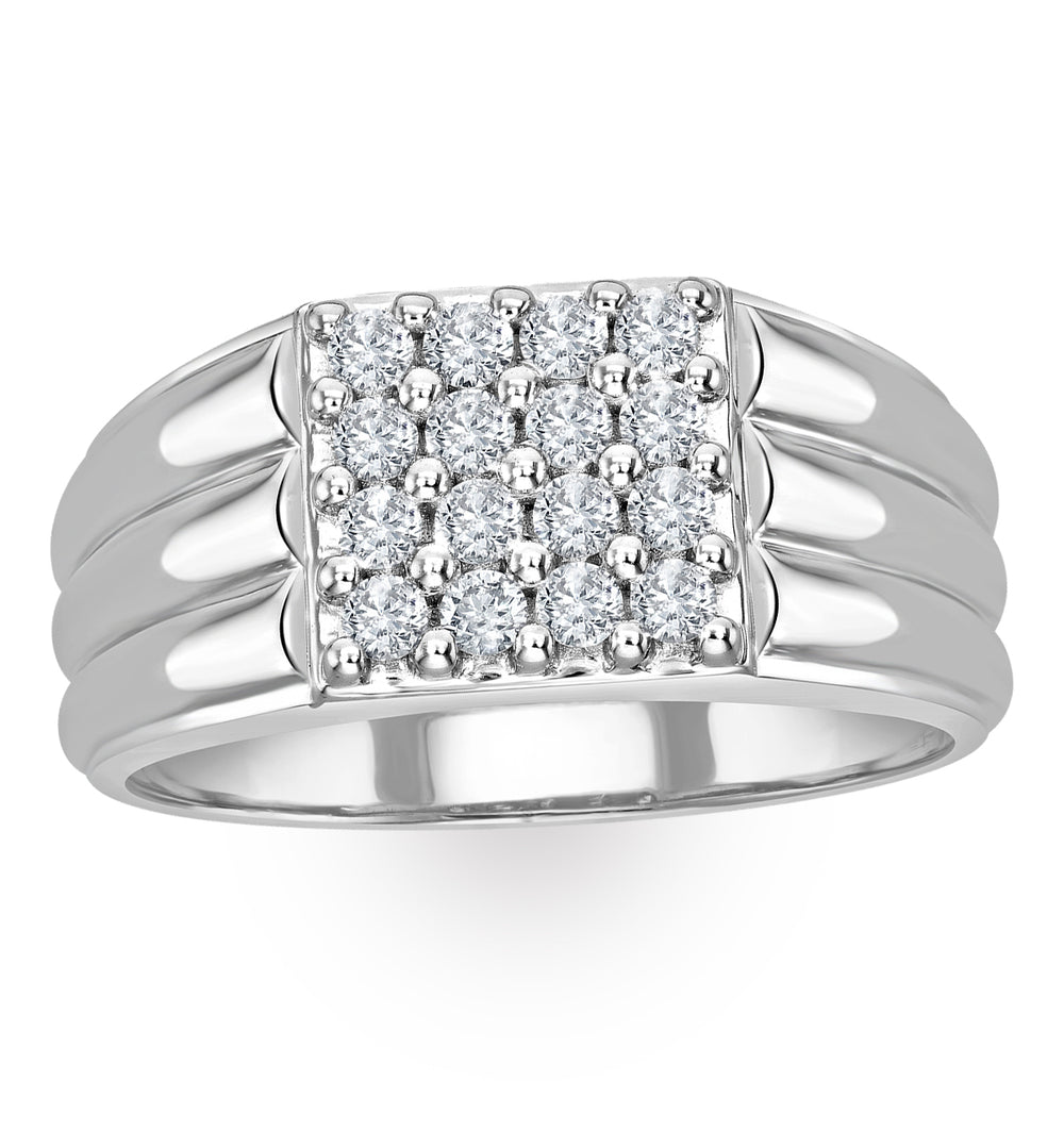 Mens 9K Gold Lab Diamond Encrusted 0.50ct H/Si Signet Ring SIZES T and W