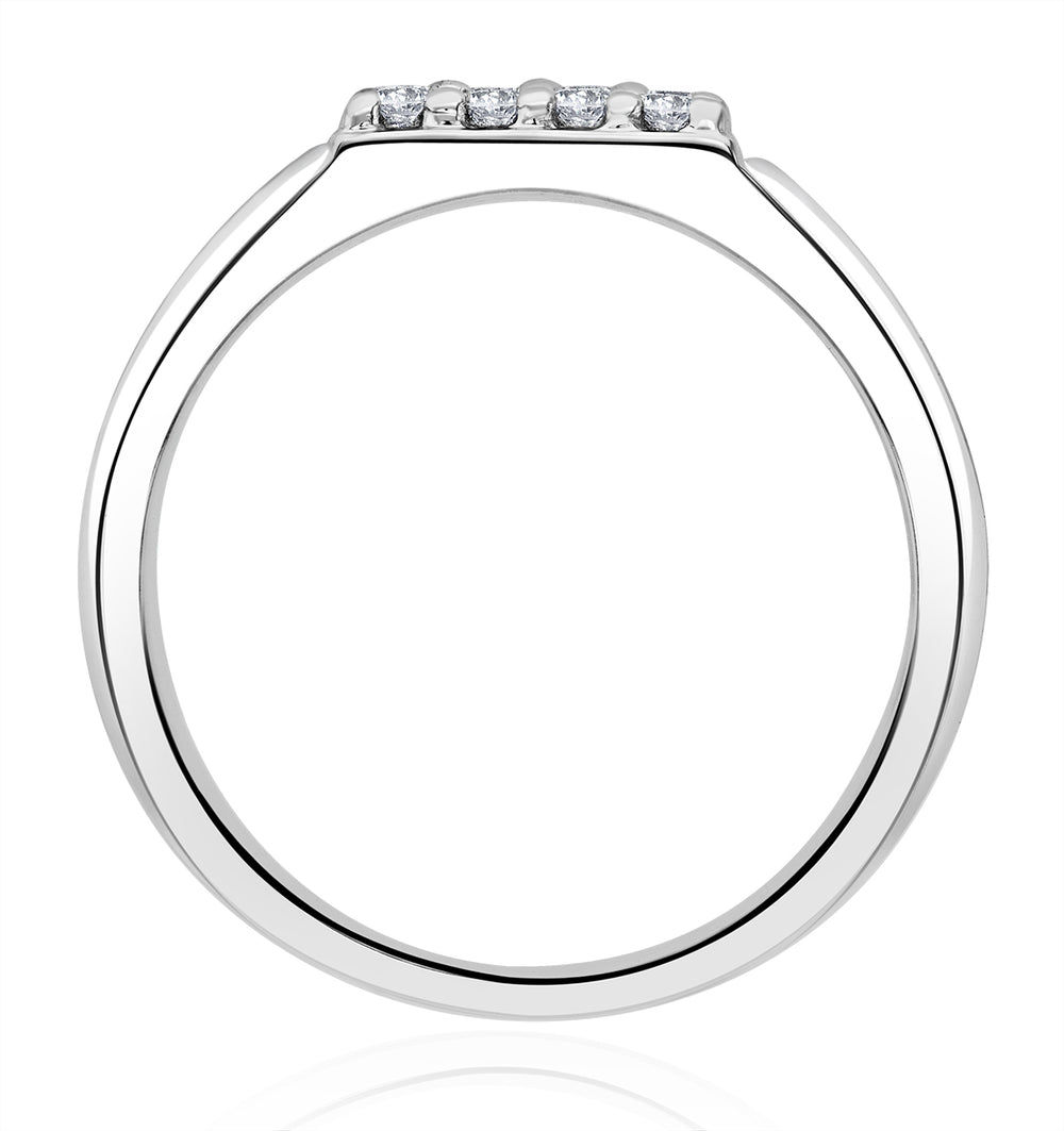 Mens Lab Diamond Encrusted 0.50ct H/Si Signet Ring in Sterling Silver