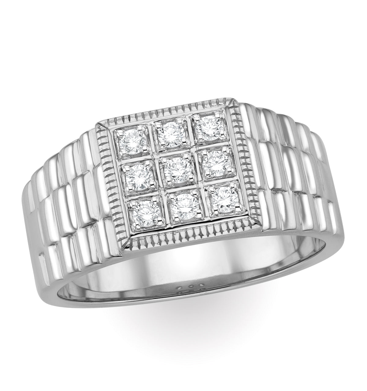 Mens Lab Diamond Ring 0.25ct H/Si in 9K White Gold