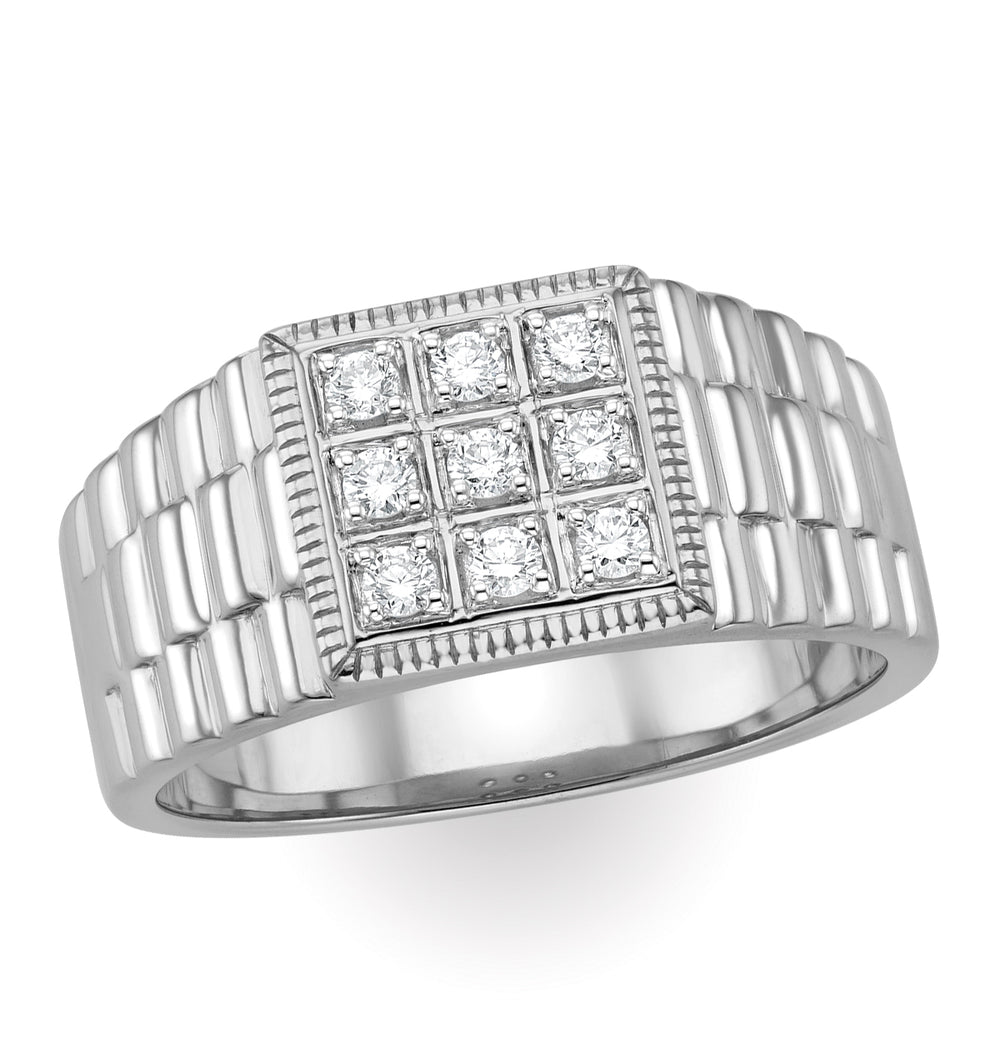 Mens Lab Diamond Design Ring 0.25ct H/Si in Sterling Silver
