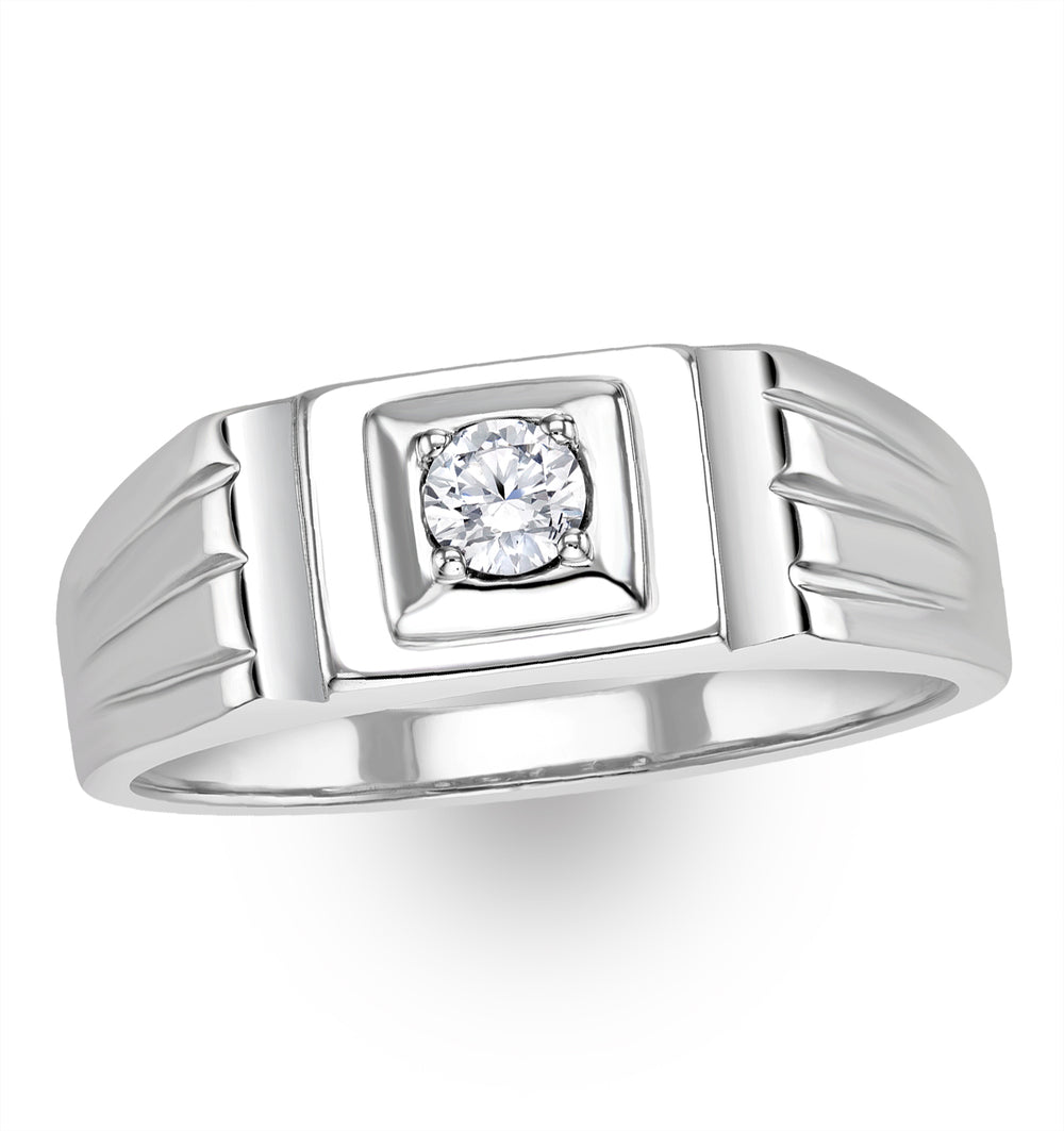 Mens 0.25ct Lab Diamond Design Ring in 925 Sterling Silver