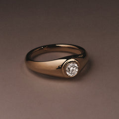 Axis Men's 0.50ct Round Cut Lab Diamond Signet Ring in 18K Gold Vermeil