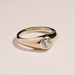 Axis Men's 0.50ct Round Cut Lab Diamond Signet Ring in 18K Gold Vermeil